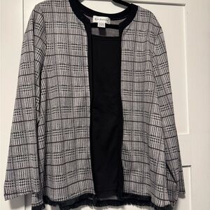 C.D. Daniels Women's Black & White Checked Open Front Blazer